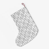 Silver and White Kerstbomen Holiday Pattern Kleine Kerstsok (Achterkant (Hangend))