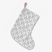 Silver and White Kerstbomen Holiday Pattern Kleine Kerstsok (Voorkant (Hangend))