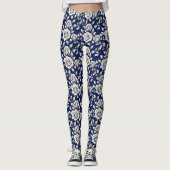 Silver And White Roses Leggings (Voorkant)