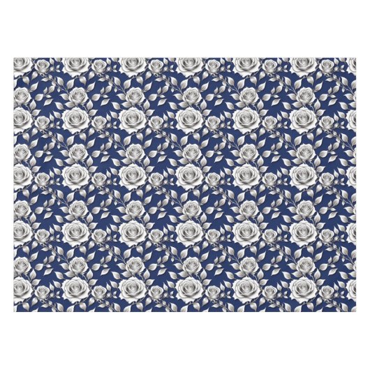 Silver And White Roses Tafelkleed (Voorkant (Horizontaal))