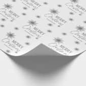 Silver and White Snowflake Script-Kerstmis Cadeaupapier (Hoek)
