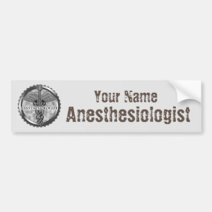 Silver Anesthesiologist custom name Bumpersticker