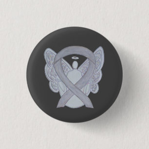 Silver Angel Awareness Ribbon Custom Art Pins Ronde Button 3,2 Cm