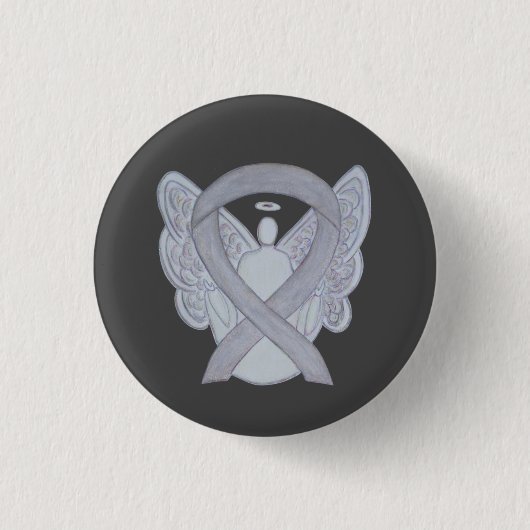 Silver Angel Awareness Ribbon Custom Art Pins Ronde Button 3,2 Cm (Voorkant)