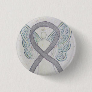 Silver Angel Awareness Ribbon Custom Art Pins Ronde Button 3,2 Cm