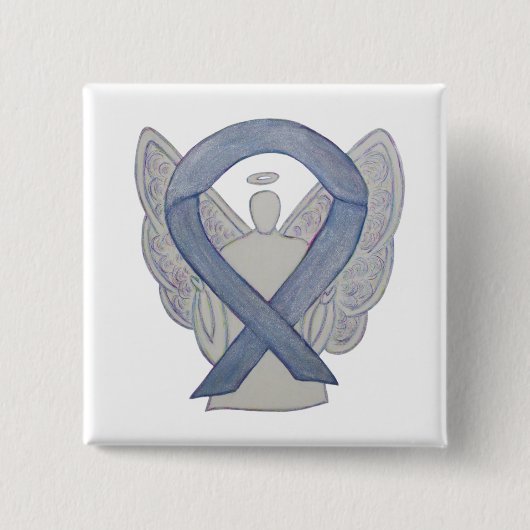 Silver Angel Awareness Ribbon Custom Art Pins Vierkante Button 5,1 Cm (Voorkant)