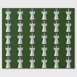 Silver Angel Green Wrapping Paper Cadeaupapier