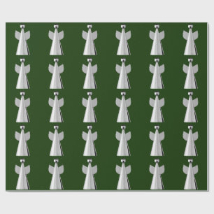 Silver Angel Green Wrapping Paper Cadeaupapier