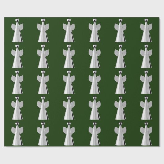 Silver Angel Green Wrapping Paper Cadeaupapier (Vlak)