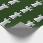 Silver Angel Green Wrapping Paper Cadeaupapier (Hoek)