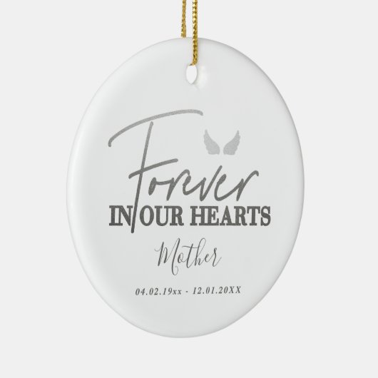 Silver angel wings Memorial Kerstmis Keramisch Ornament (Rechts)