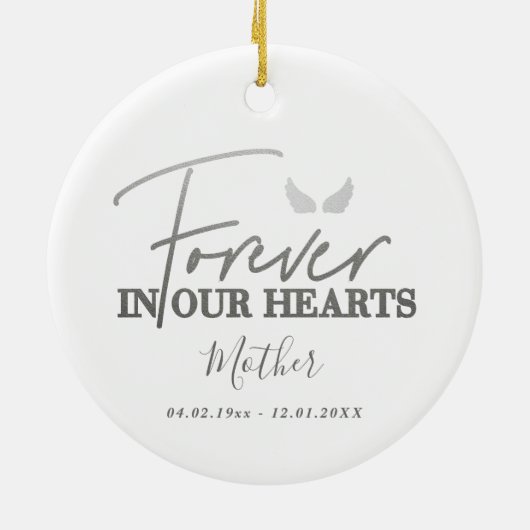 Silver angel wings Memorial Kerstmis Keramisch Ornament (Achterkant)