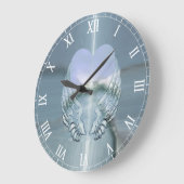 Silver Angel Wings omringd door een hart Grote Klok (Hoek)