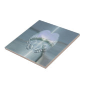 Silver Angel Wings omringd door een hart Tegeltje (Zijkant)