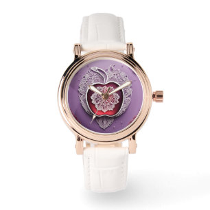 Silver Apple Lace AI-illustratie Horloge