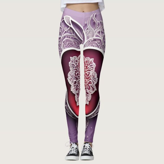 Silver Apple Lace AI-illustratie Leggings (Voorkant)