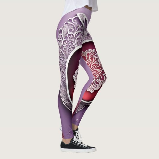 Silver Apple Lace AI-illustratie Leggings (Rechts)