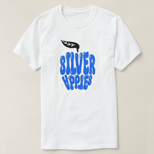Silver Apples Blue Script Unisex Band T-Shirt (Design voorkant)