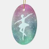 Silver Aqua Ballerina op Sparkle Keramisch Ornament (Links)