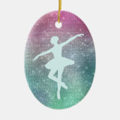 Silver Aqua Ballerina op Sparkle Keramisch Ornament (Voorkant)