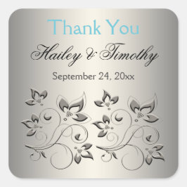 Silver, Aqua, Black Floral Dank u Sticker