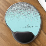 Silver Aqua Blauwgroen Blue Girly Glitter Monogram Gel Muismat<br><div class="desc">Silver and Aqua Blauwgroen Blue Sparkle Glitter Monogram Name and Initiaal Mousepad (Muismat). Dit maakt de perfecte liefhebbende 16 verjaardag,  bruiloft,  vrijgezellenfeest,  verjaardagsdag,  baby shower of vrijgezellenfeest voor iemand die van luxe glam en stijl houdt.</div>