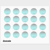 Silver Aqua Blauwgroen Blue Girly Glitter Monogram Ronde Sticker (Vel)