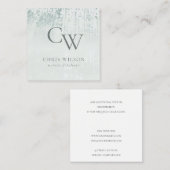 Silver Aqua Blauwgroen geborsteld Metallic Monogra Vierkante Visitekaartje (Voorkant / Achterkant)