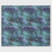 Silver Aqua Blue Mermaid Cadeaupapier (Vlak)