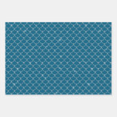 Silver Aqua Blue Mermaid Glitzy Glitter Birthday Inpakpapier Vel (Voorkant 3)