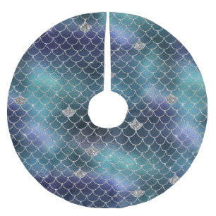 Silver Aqua Blue Mermaid Kerstboom Rok