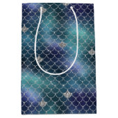 Silver Aqua Blue Mermaid Medium Cadeauzakje (Voorkant)