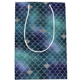 Silver Aqua Blue Mermaid Medium Cadeauzakje