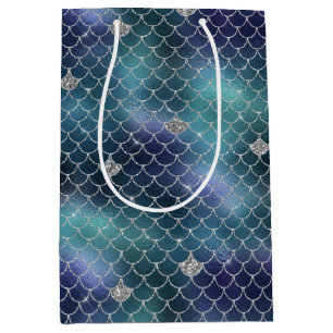 Silver Aqua Blue Mermaid Medium Cadeauzakje