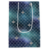Silver Aqua Blue Mermaid Medium Cadeauzakje (Achterkant)