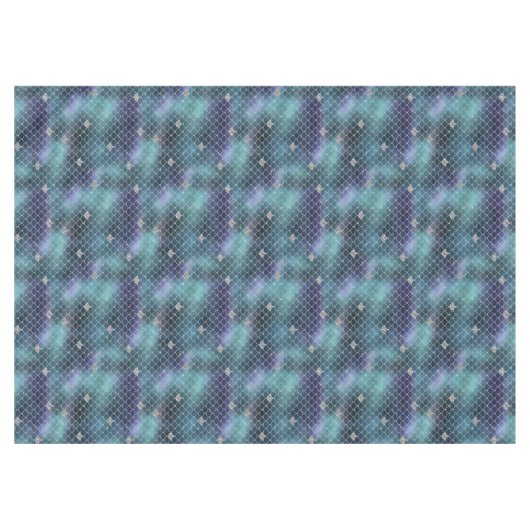 Silver Aqua Blue Mermaid Tafelkleed (Voorkant (Horizontaal))