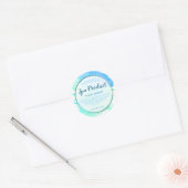 Silver Aqua Blue Waterverf Bath Spa and Scrub Ronde Sticker (Envelop)