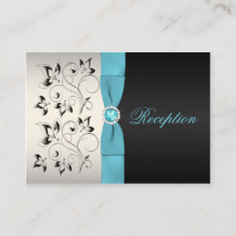 Silver, Aqua en Black Floral Enclosure Kaart