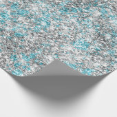 Silver Aqua Glam Glitter Cadeaupapier (Hoek)