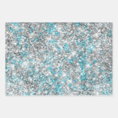 Silver Aqua Glam Glitter Inpakpapier Vel (Voorkant)