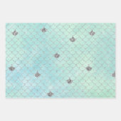 Silver Aqua Glitter Mermaid Waterverf Inpakpapier Vel (Voorkant 2)