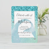Silver Aqua Glitter Zeemeermin Waterverf Kaart (Staand voorkant)