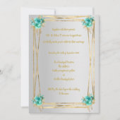 SILVER AQUA GOLD ELEGANT WEDDING INVITATION KAART (Voorkant)