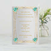 SILVER AQUA GOLD ELEGANT WEDDING INVITATION KAART (Staand voorkant)