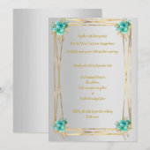 SILVER AQUA GOLD ELEGANT WEDDING INVITATION KAART (Voorkant / Achterkant)