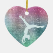 Silver Aqua Gymnast op Sparkle Keramisch Ornament (Voorkant)