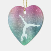 Silver Aqua Gymnast op Sparkle Keramisch Ornament (Links)