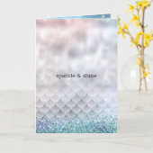 Silver Aqua Pink Paars Glitter Sparkle Mermaid Kaart (Gele Bloem)