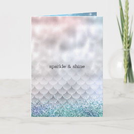 Silver Aqua Pink Paars Glitter Sparkle Mermaid Kaart