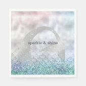 Silver Aqua Pink Paars Glitter Sparkle Mermaid Servet (Voorkant)